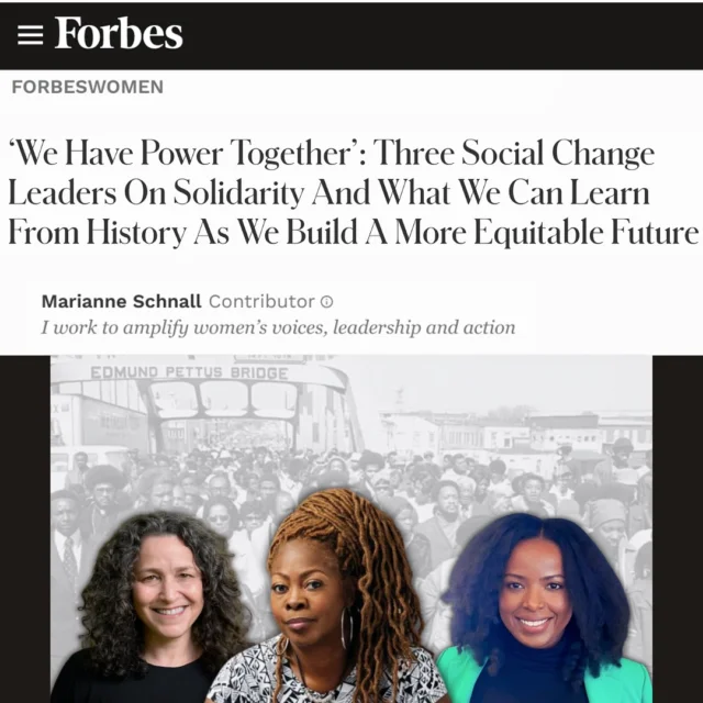 In my latest @ForbesWomen piece, I interview three pro-democracy leaders – LaTosha Brown, cofounder of Black Voters Matter, Monica Riley, executive director of The Alabama Alliance, and Pamela Shifman, president of Democracy Alliance – who gathered in Selma, Alabama, to commemorate the 60th anniversary of Bloody Sunday and, as Shifman put it, “to reground in the courage and the boldness of racial justice and civil rights movement leaders, past and present.” 

In the interview, they share insights on what we can learn from history and the importance of women uniting in this moment to protect our rights and freedoms. 

Swipe through for some of their powerful quotes, and read the interview at link in bio.

@mslatoshabrown @blackvotersmtr #monicariley #alabamaalliance @pamela.shifman #democracyalliance #bloodysunday #democracy